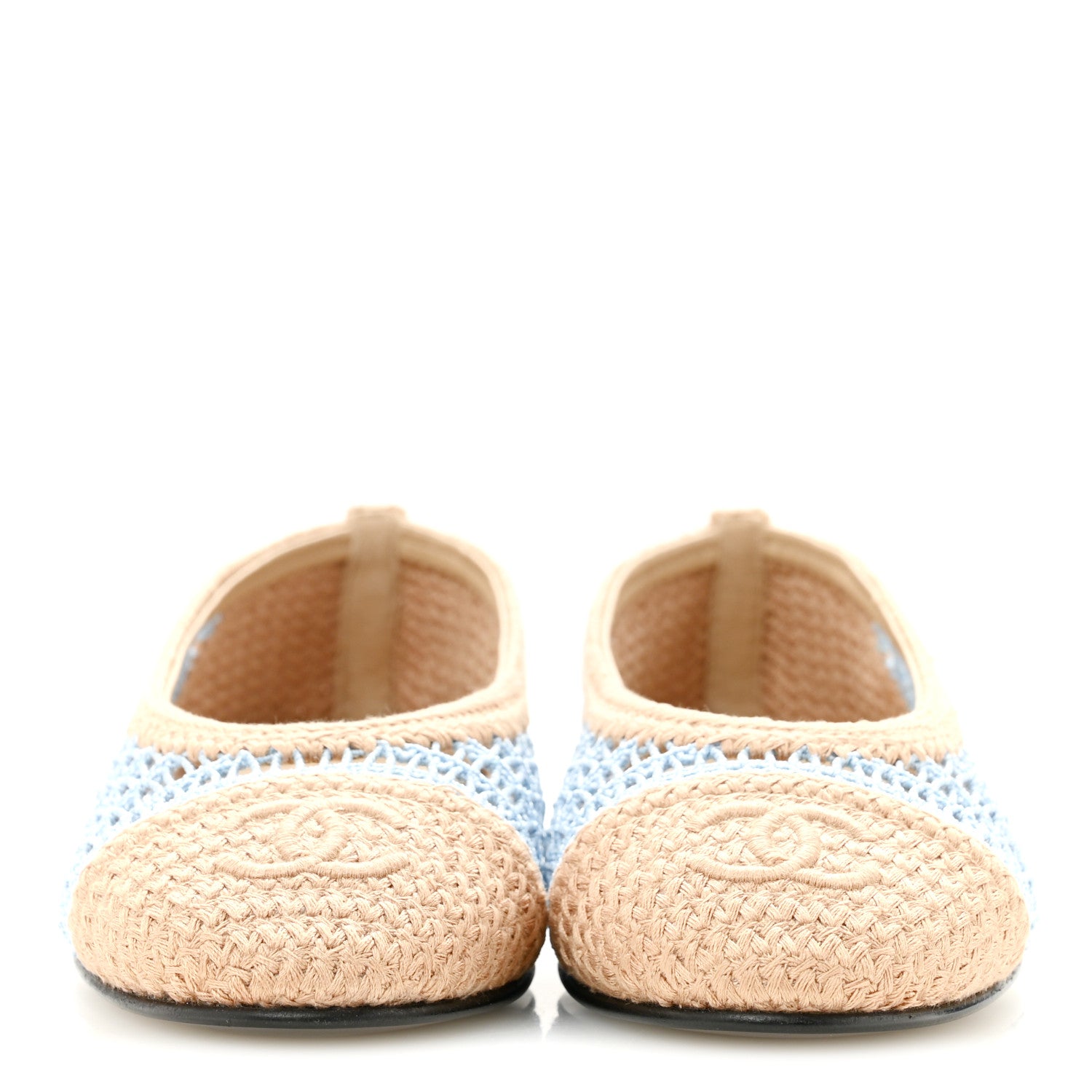Chanel Raffia CC Cap Toe Ballerina Flats 35 Blue Beige 3 of 10