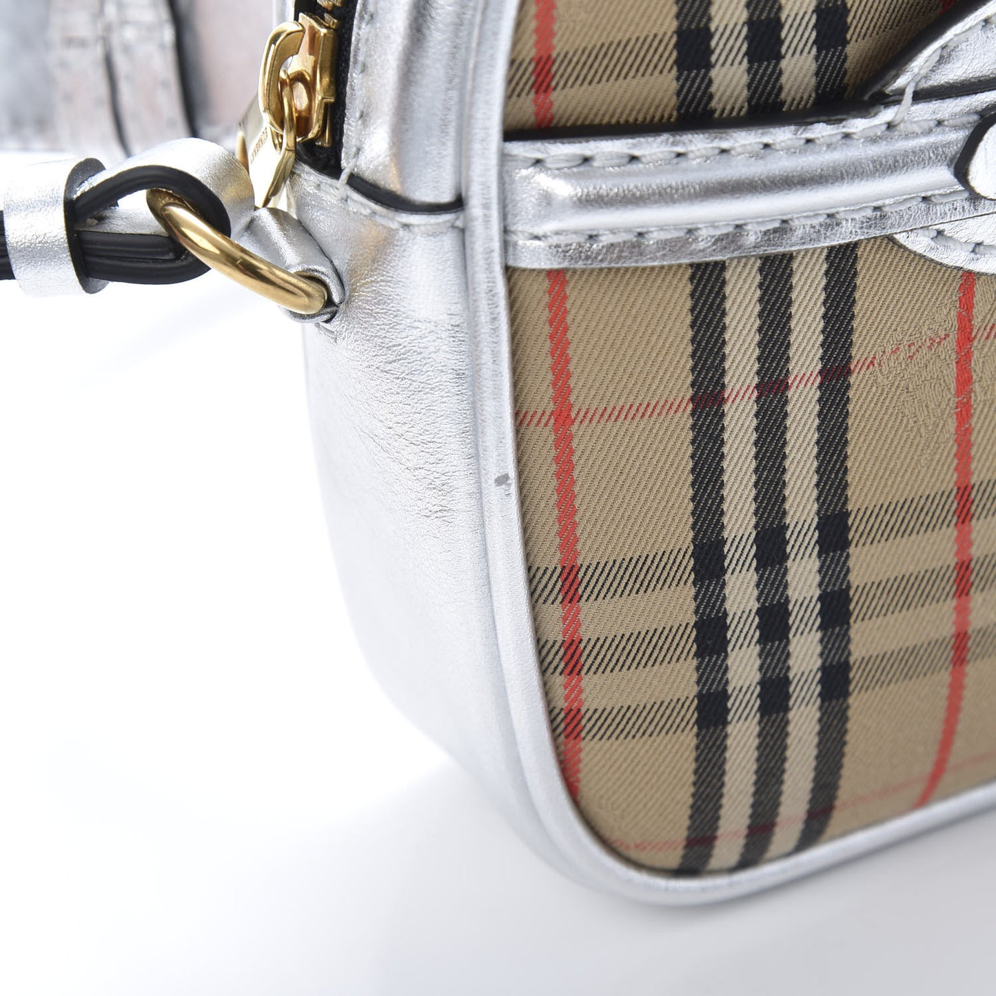 Metallic Smooth Calfskin 1983 Knight Check Link Bum Bag Silver