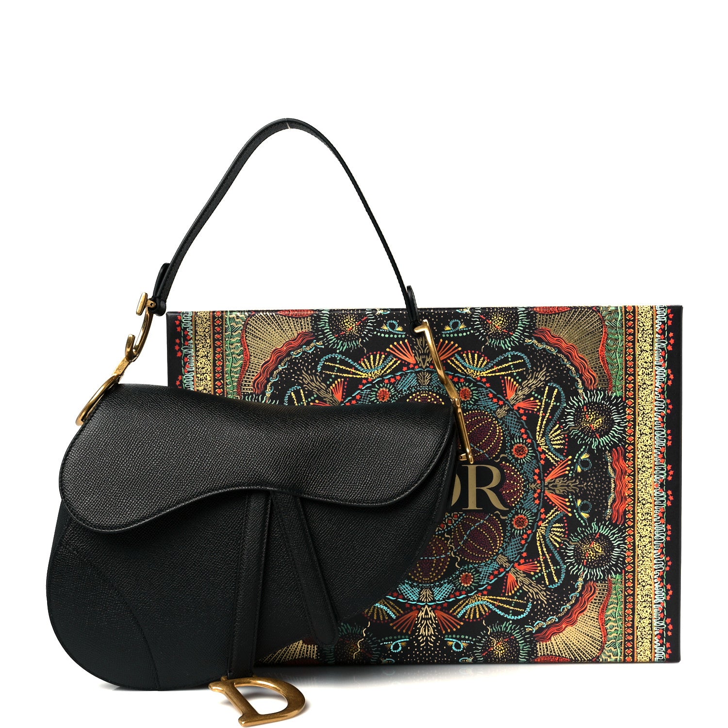 Christian Dior Grained Calfskin Saddle Bag Black 11 of 11