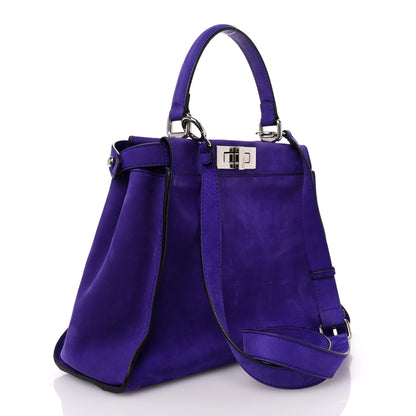 Fendi Suede Medium Peekaboo Iconic Satchel Purple 3 of 9