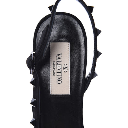 Valentino Garavani Mesh Point d'Esprit Rockstud Half D'Orsay Slingback 50mm Pumps 37 Black 7 of 9