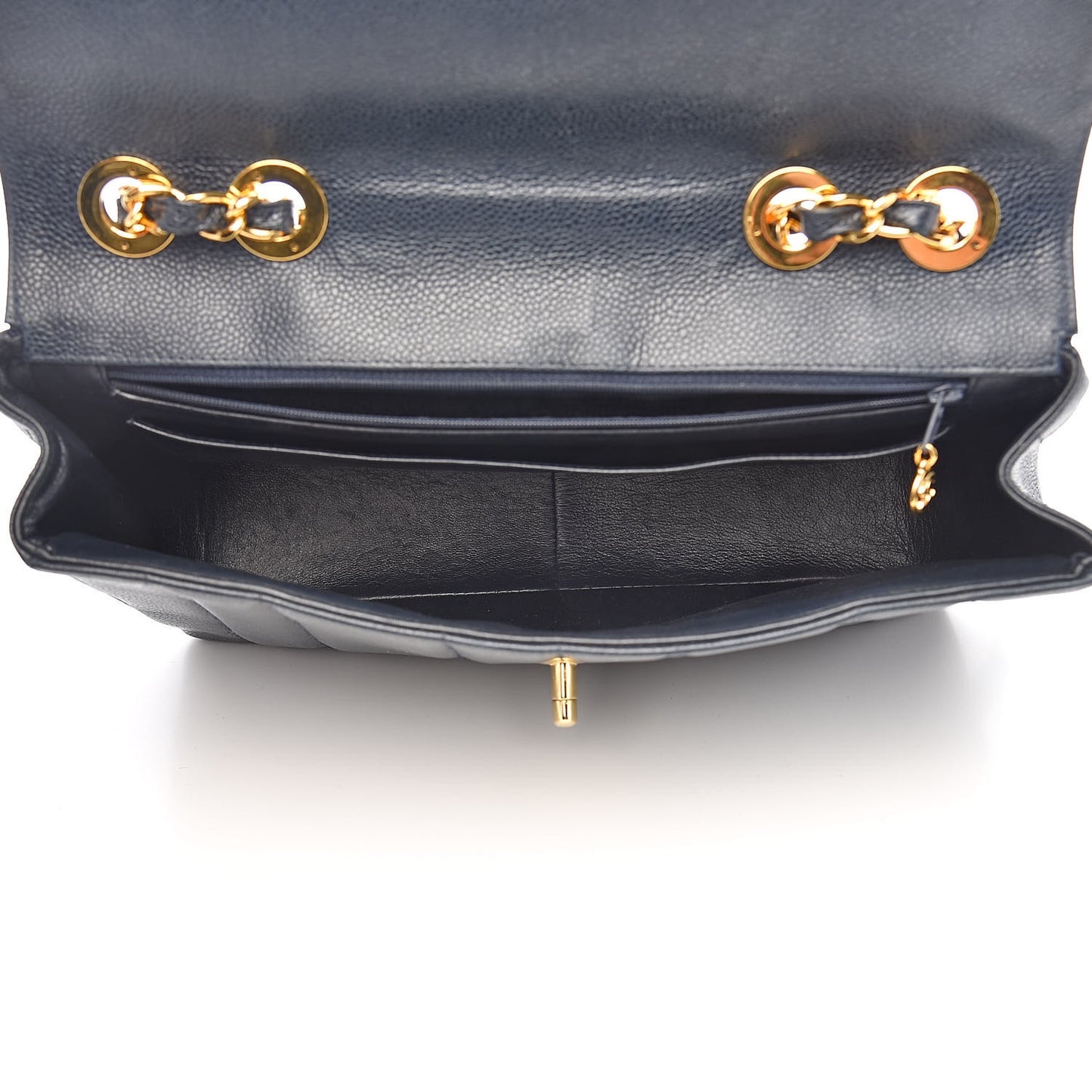 Caviar Vertical Quilted Jumbo Single Flap Black