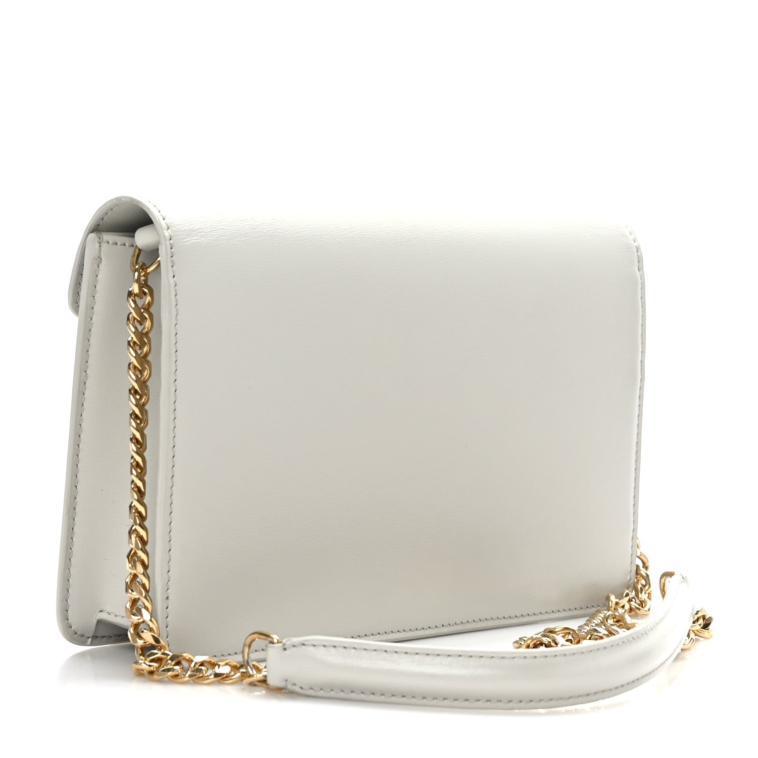 Celine Shiny Calfskin Triomphe Wallet on Chain Chalk 2 of 7