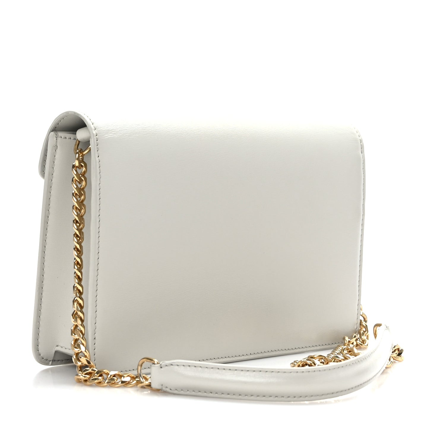 Shiny Calfskin Triomphe Wallet on Chain Chalk