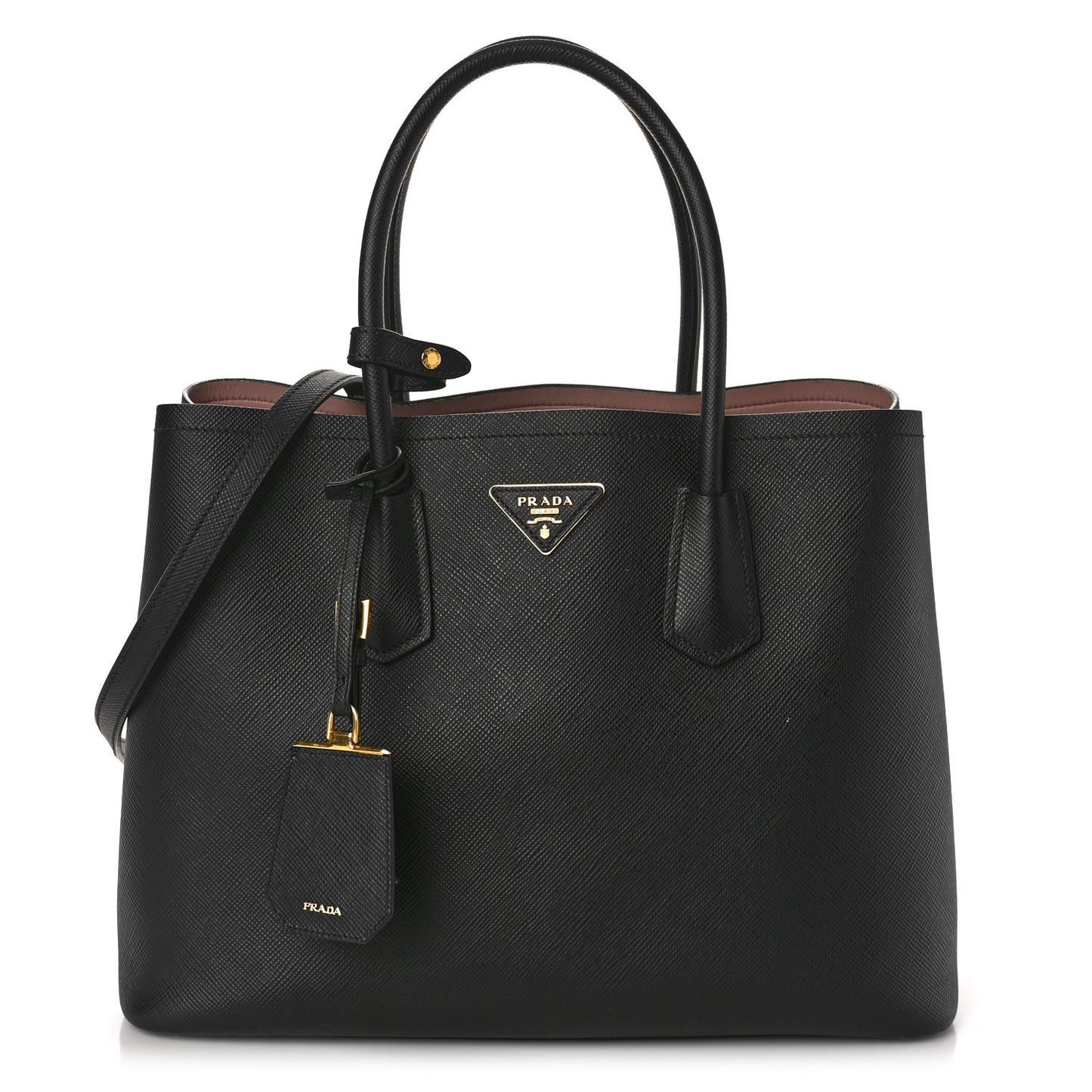 Saffiano Cuir Large Double Bag Black Mughetto