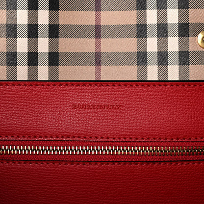 Burberry Grainy Calfskin Haymarket Check Small Reversible Tote Red 9 of 18