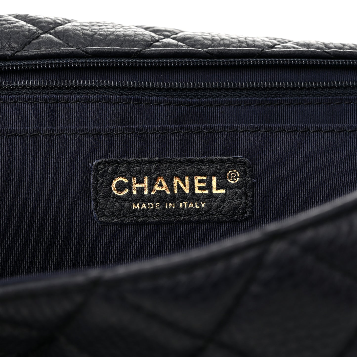 Grained Calfskin Quilted Small XXL Travel Flap Bag Navy