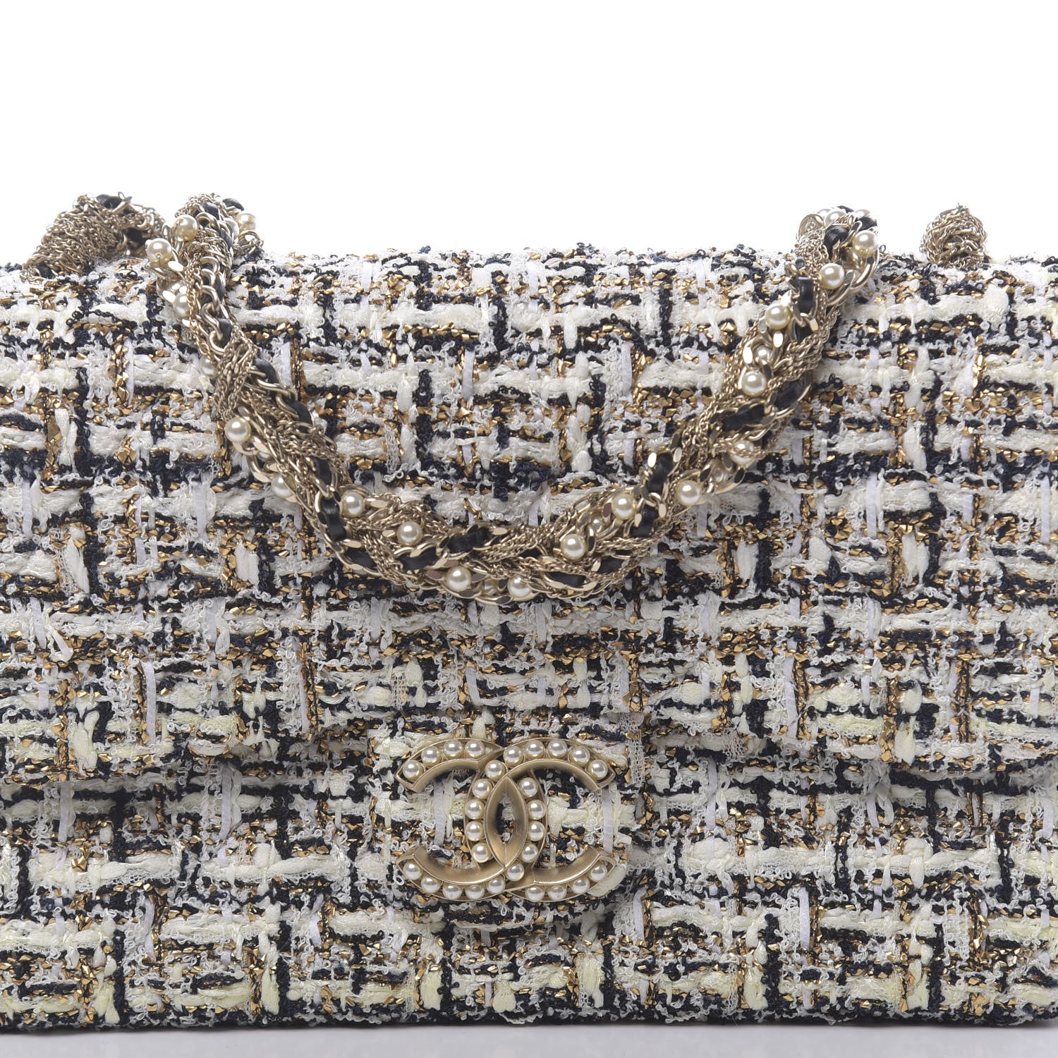 Chanel Tweed Westminster Pearl Medium Single Flap Ivory Multicolor 10 of 10