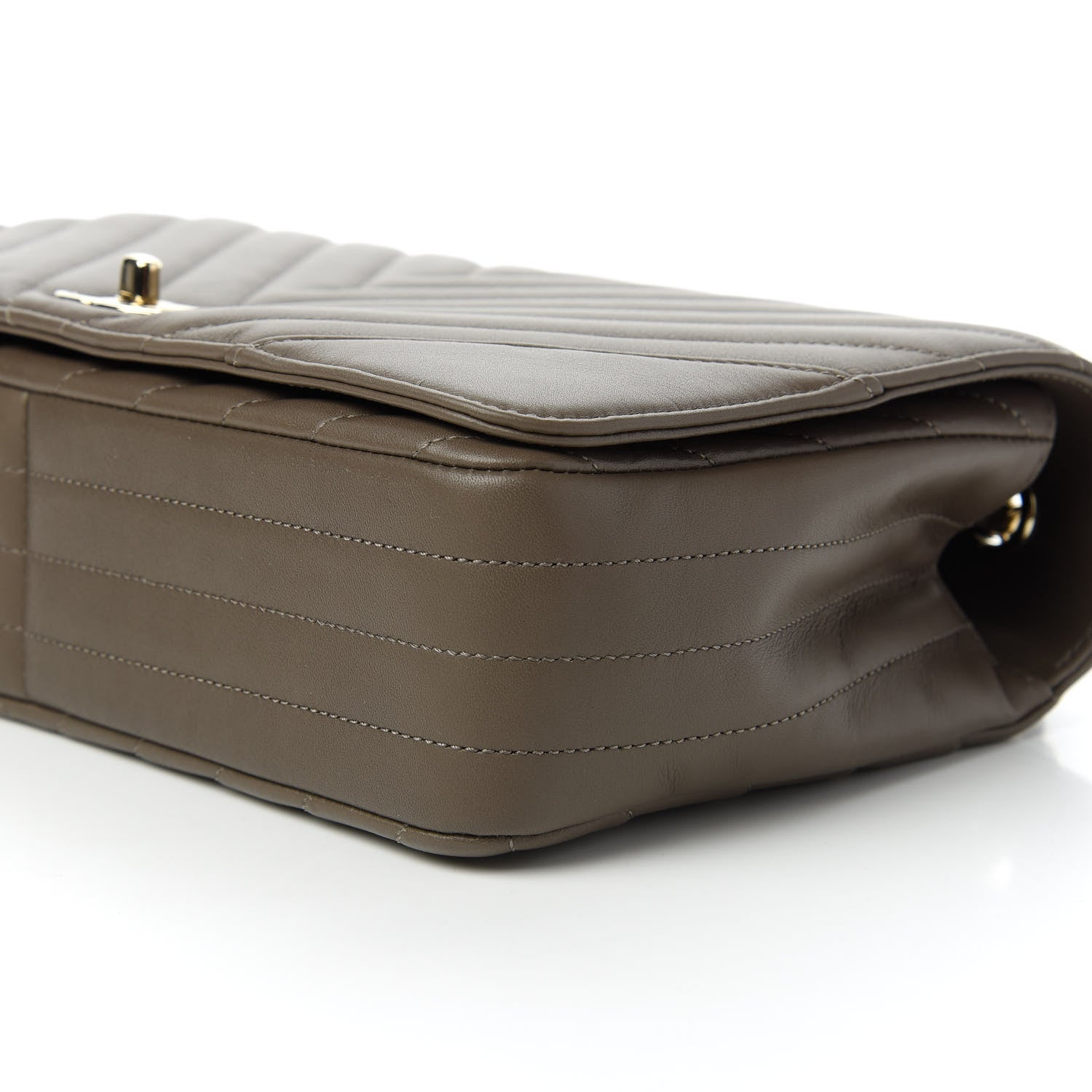 Chanel Calfskin Chevron Quilted Medium Statement Flap Khaki 8 of 11