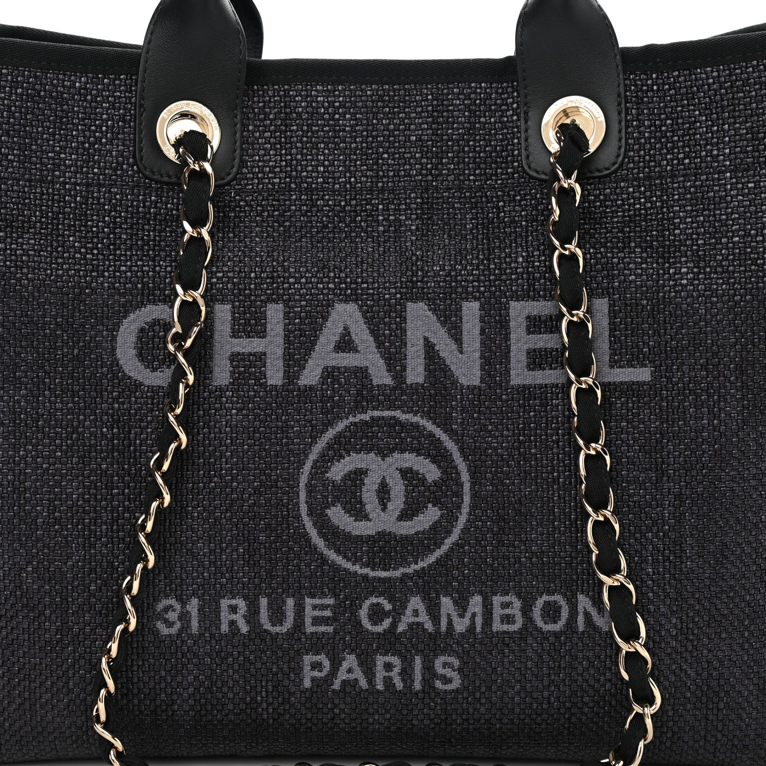 Chanel Woven Straw Raffia Medium Deauville Tote Black 8 of 11
