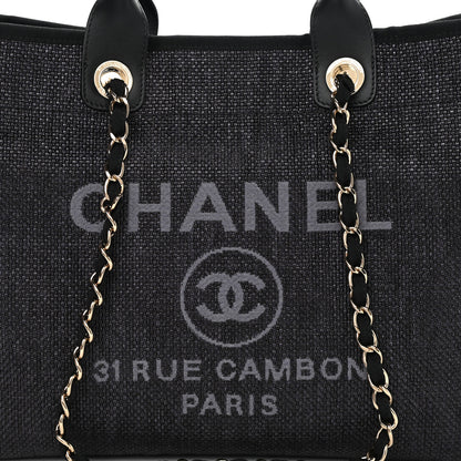 Chanel Woven Straw Raffia Medium Deauville Tote Black 8 of 11