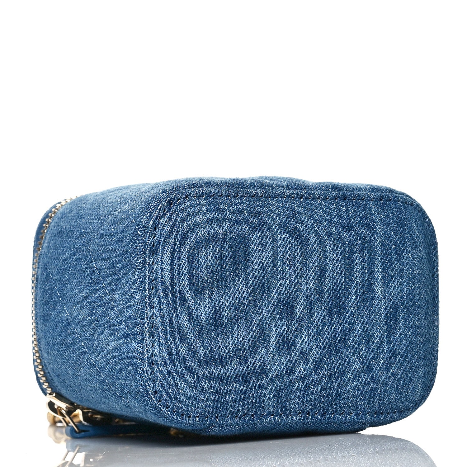 Chanel Denim Quilted Mini Pearl Crush Vanity Case With Chain 4 of 10