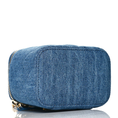 Chanel Denim Quilted Mini Pearl Crush Vanity Case With Chain 4 of 10