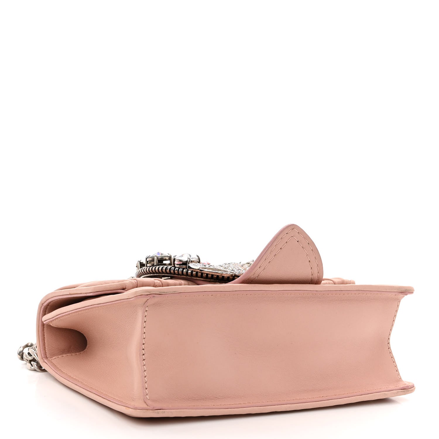 Miu Miu Nappa Matelasse Crystal Embellished Lady Shoulder Bag Orchidea 4 of 10