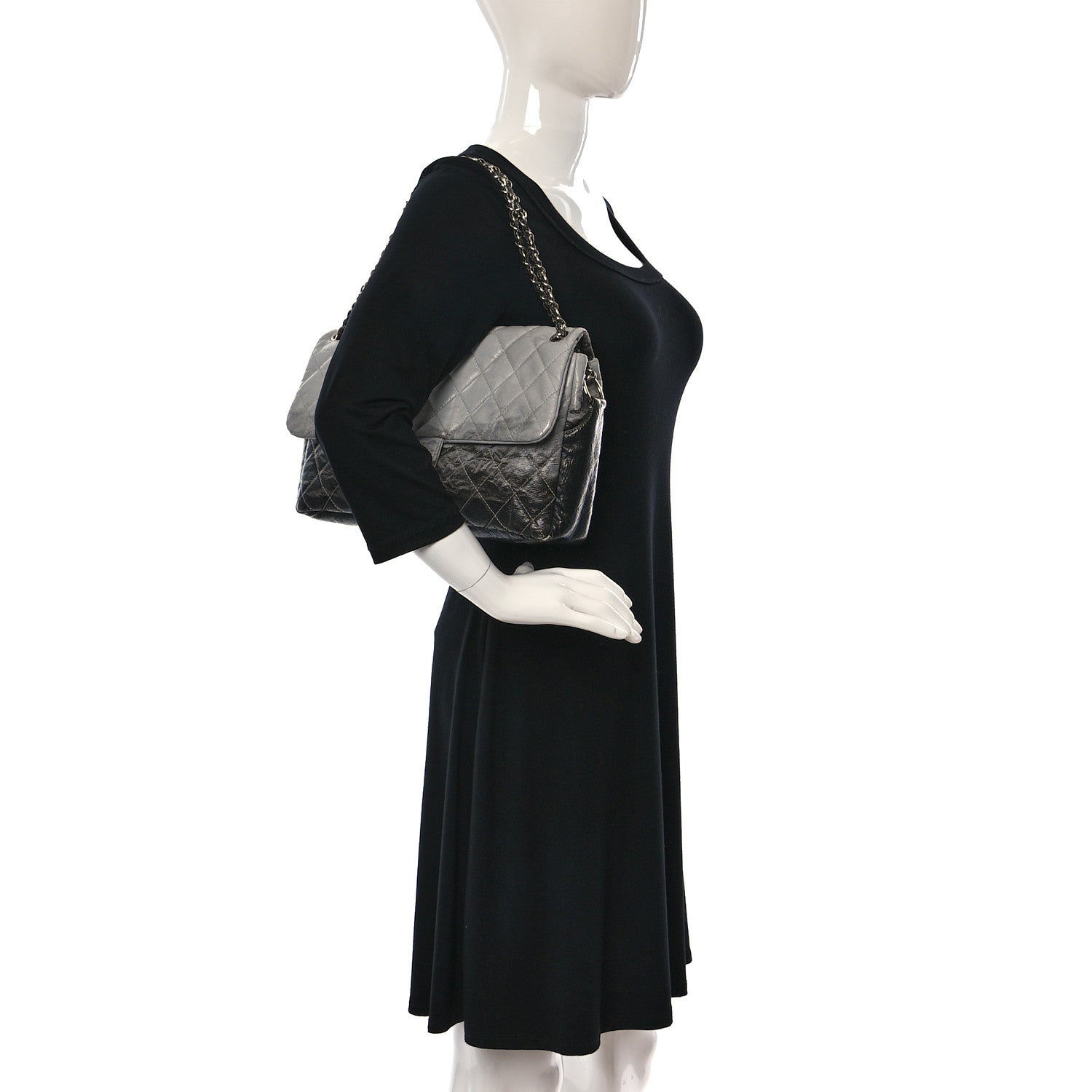 Chanel Vinyl Quilted Jumbo Melrose Degrade Flap Black 2 of 11