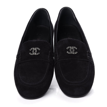 Chanel Suede Lambskin CC Chain Mocassin Loafers 40 Black 5 of 11
