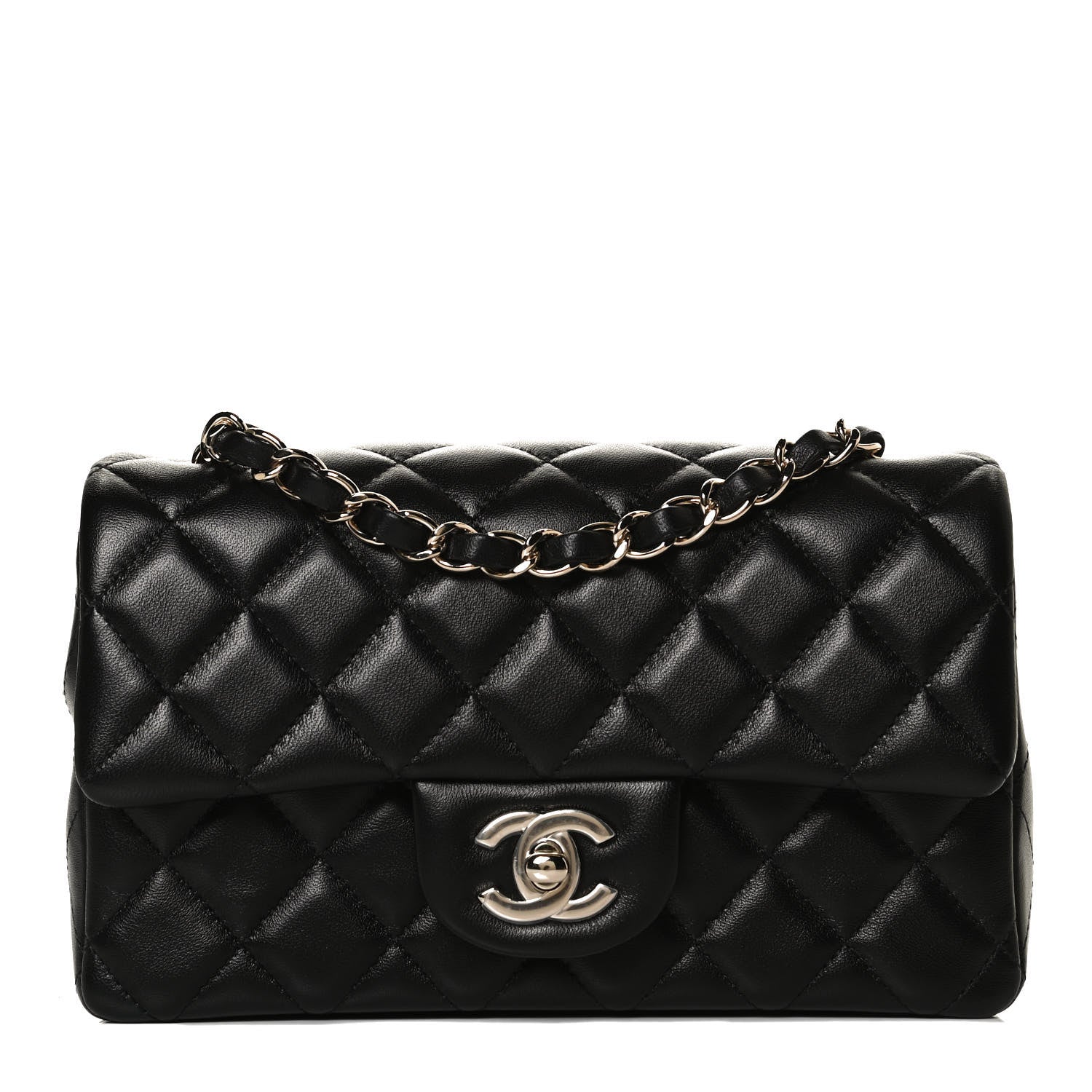 Chanel Lambskin Quilted Mini Rectangular Flap Black 1 of 14