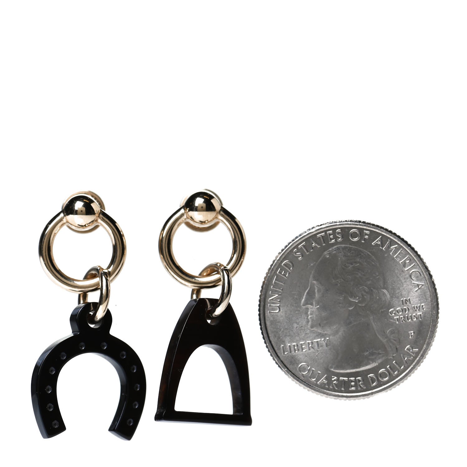 Hermes Permabrass Buffalo Horn Amulettes Equestre Earrings Black 2 of 4