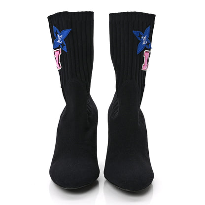 Louis Vuitton Stretch Fabric LV Black Heart Sock Ankle Boots 38 Black 2 of 6