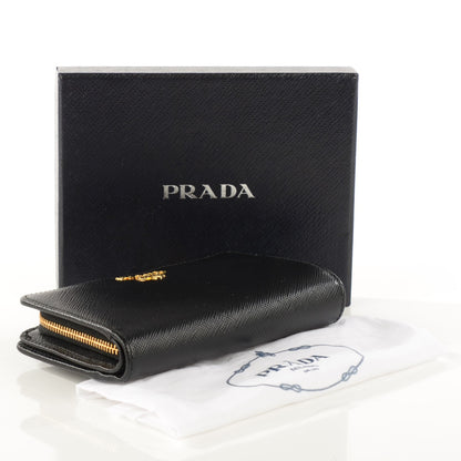 Prada Saffiano Metal Compact Wallet Black 4 of 7