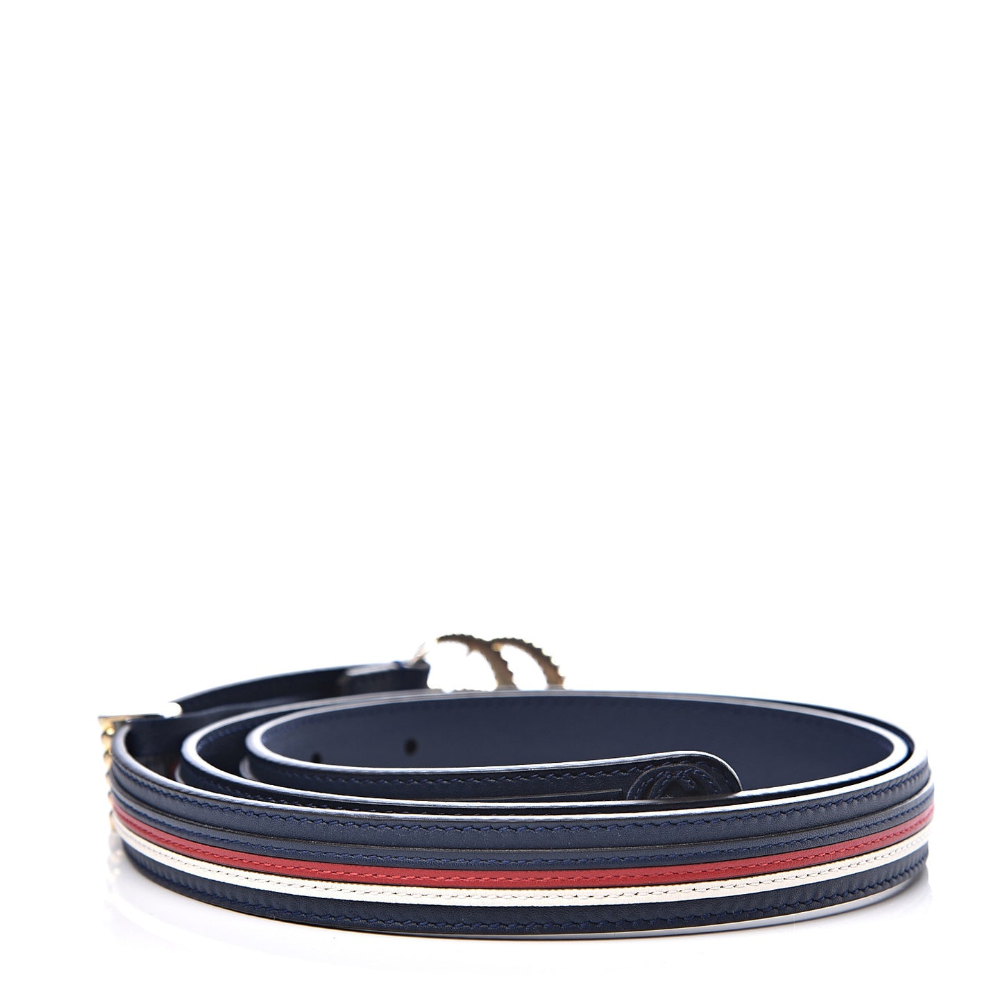Calfskin Sylvie Stripe Torchon Double G 20mm Belt 95 38 Maritime Hibiscus Red Mystic White
