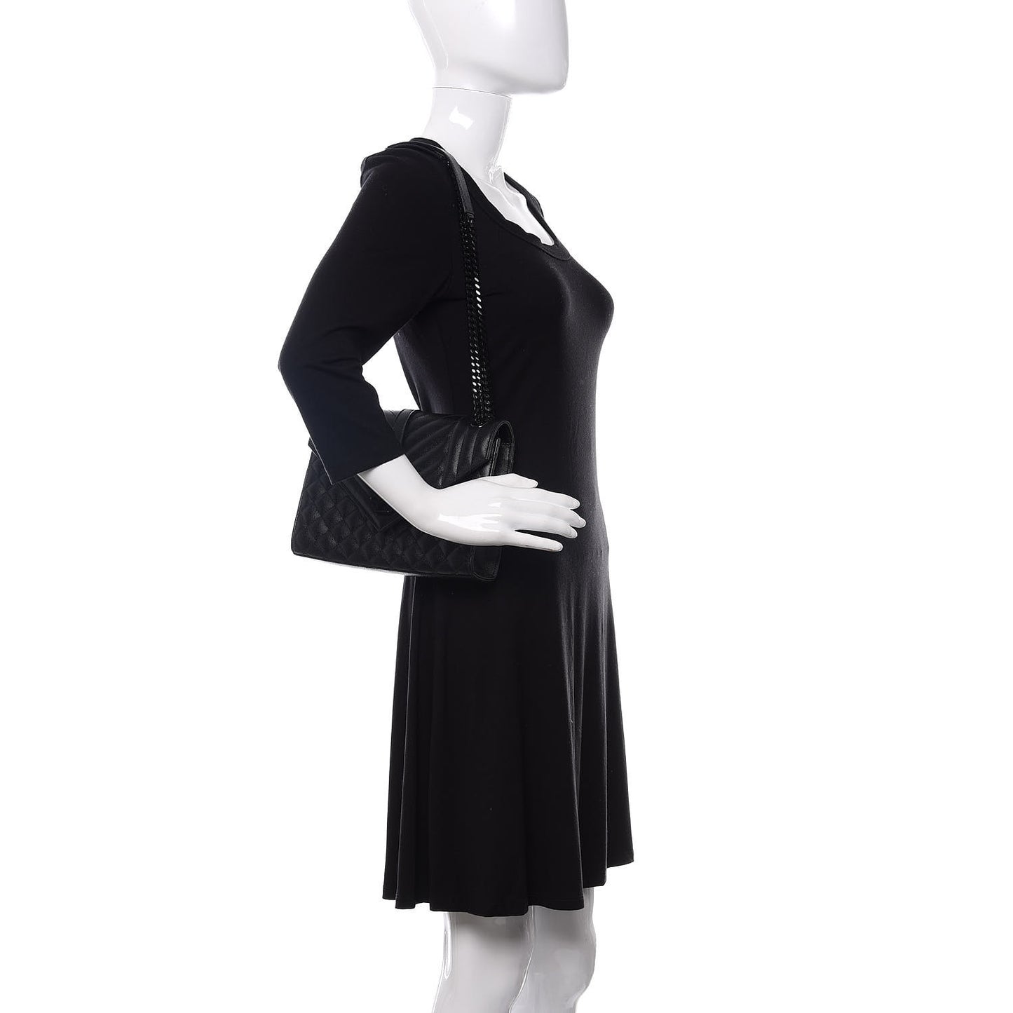 Grain De Poudre Textured Mixed Matelasse Triquilt Medium Monogram Satchel Black