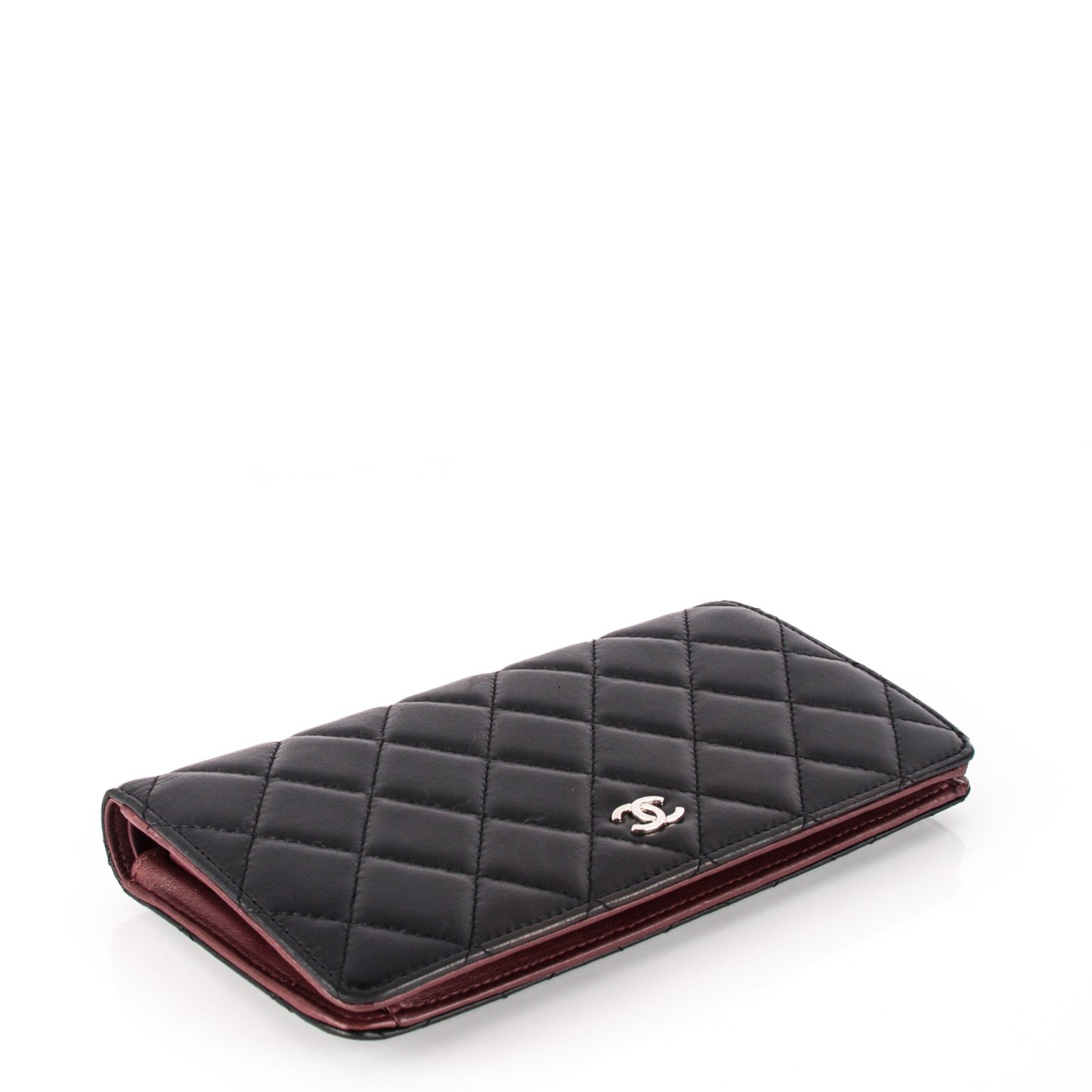 Lambskin Quilted Yen Wallet Black