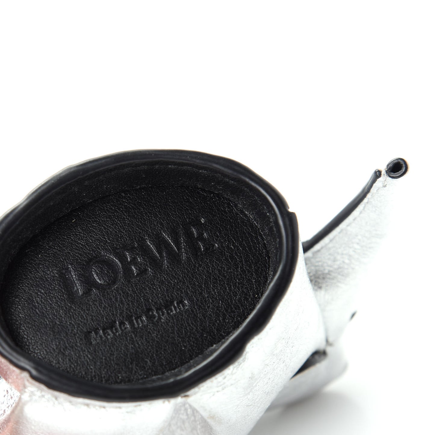 Metallic Calfskin Mini Elephant Coin Purse Silver