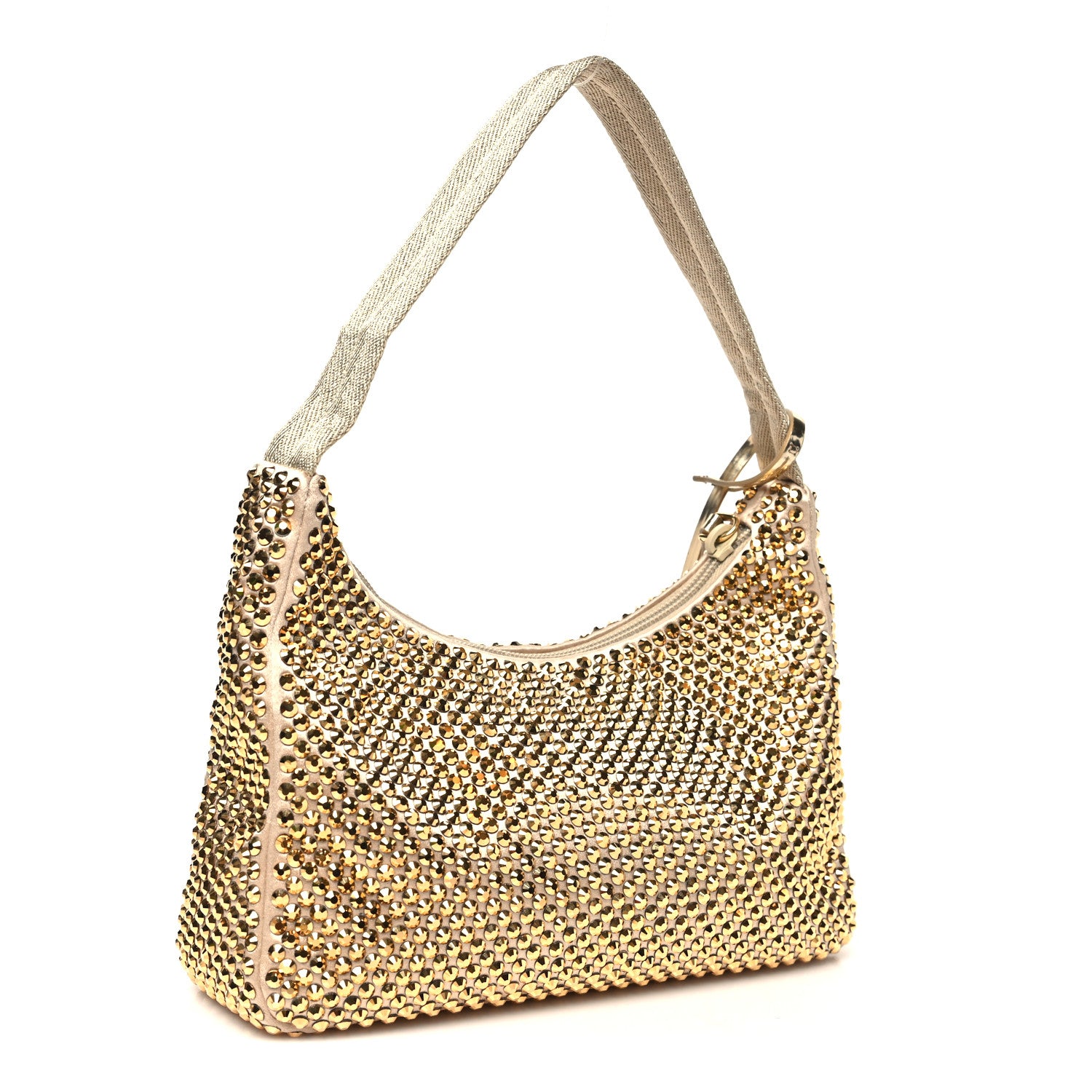 Prada Satin Crystal Mini Re-Edition 2000 Bag Platino 3 of 10