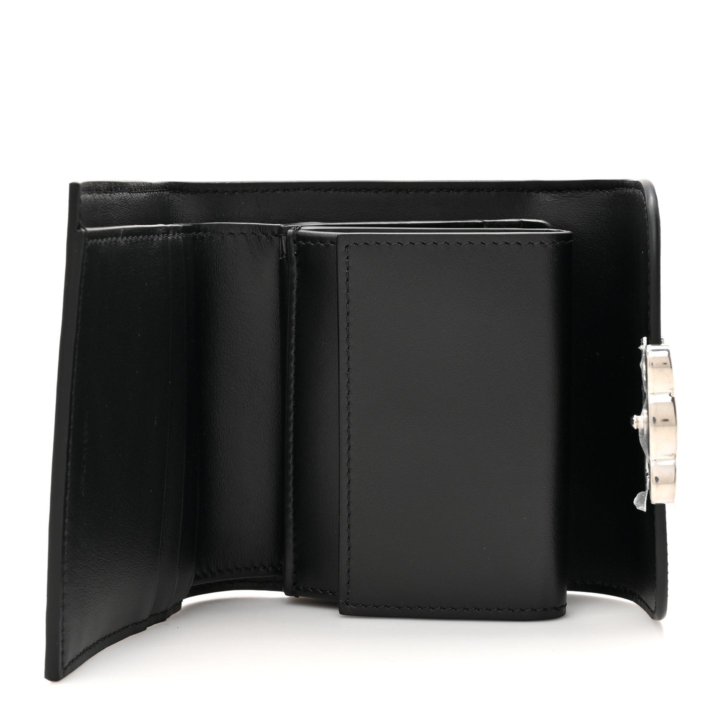 Shiny Calfskin Small Triomphe Wallet Black