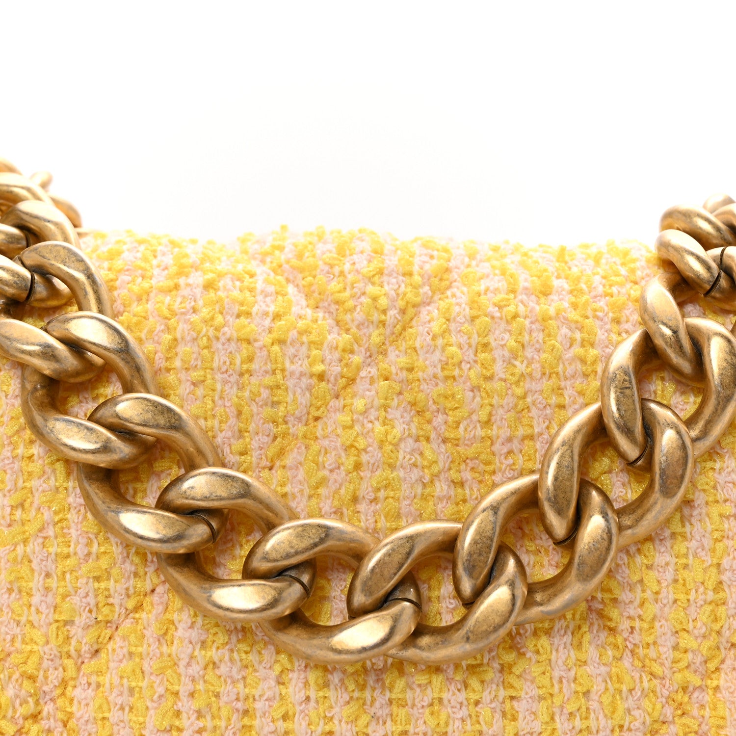 Chanel Tweed Quilted Large Chanel 19 Flap Yellow 8 of 10