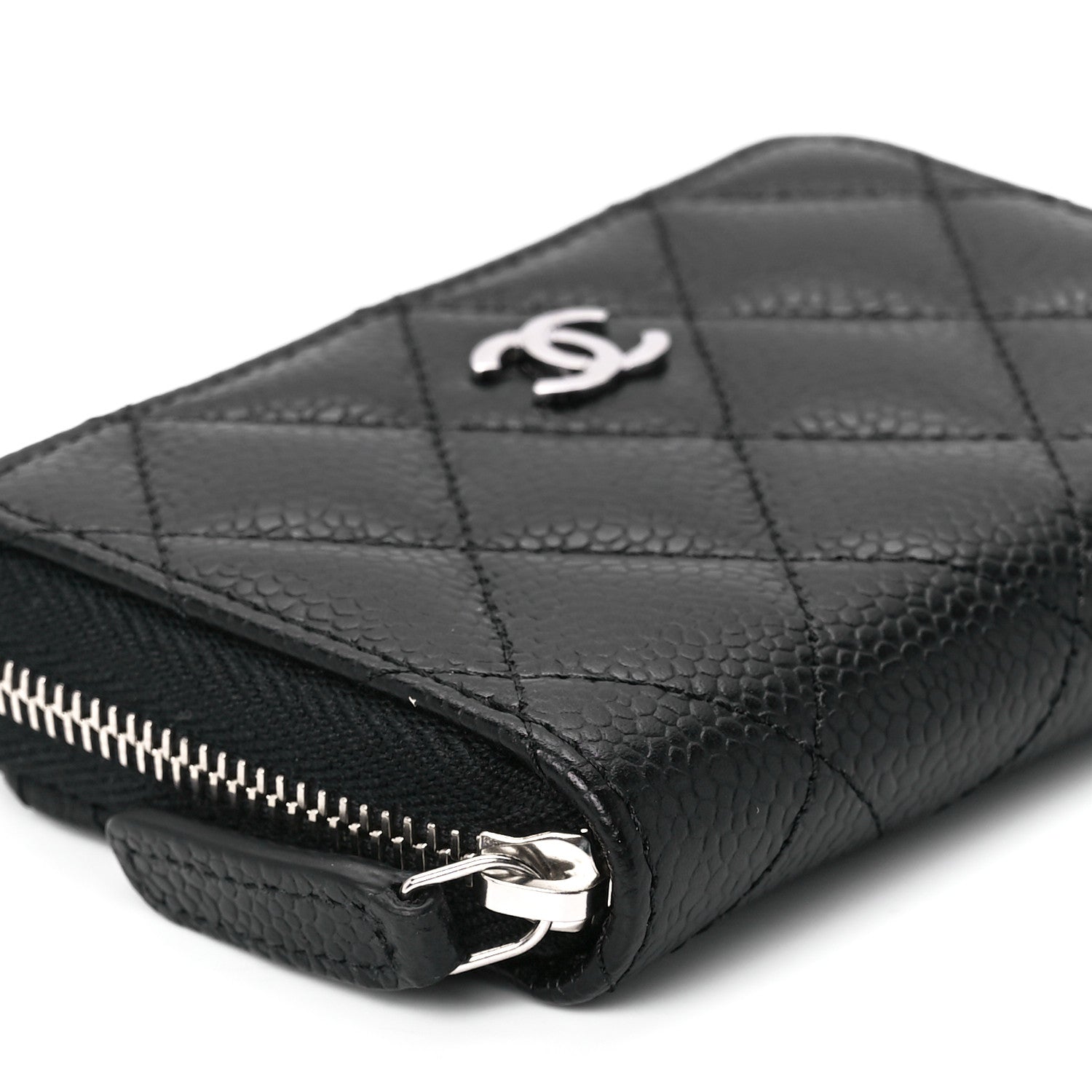 Chanel Caviar Quilted Zip Coin Purse Black 10 of 11