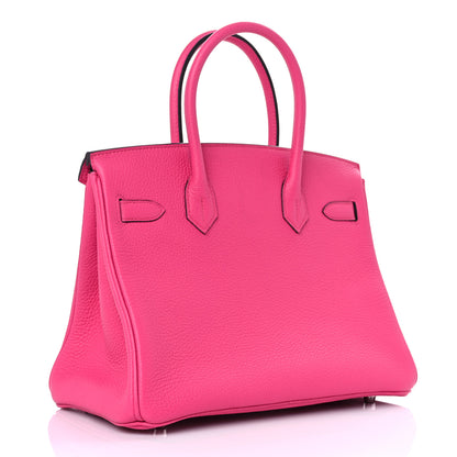 Hermes Taurillon Clemence Birkin 30 Rose Shocking 3 of 13