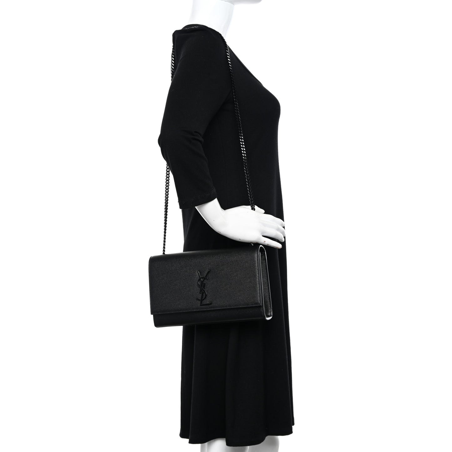 Grain De Poudre Medium Classic Monogram Monochrome Kate Satchel Black