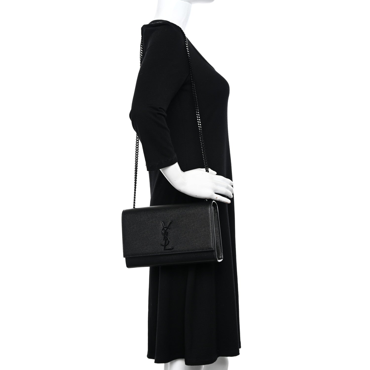 Saint Laurent Grain De Poudre Medium Classic Monogram Monochrome Kate Satchel Black 3 of 10