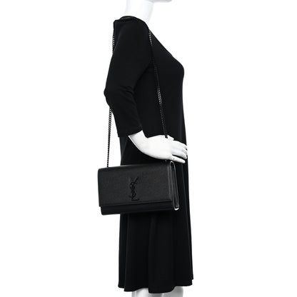Saint Laurent Grain De Poudre Medium Classic Monogram Monochrome Kate Satchel Black 3 of 10