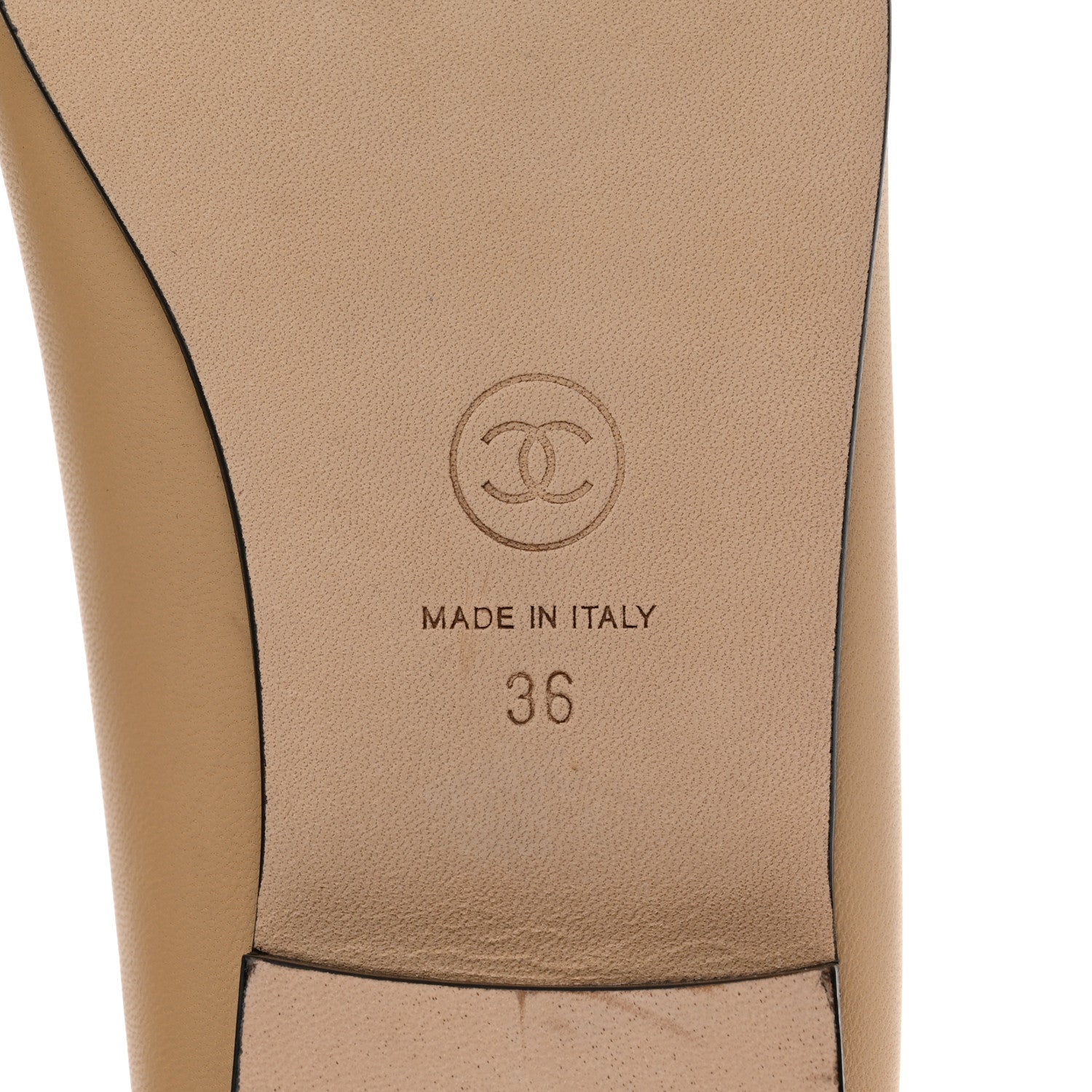 Chanel Lambskin Cap Toe CC Ballerina Flats 36 Beige Black 8 of 9