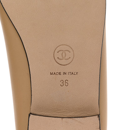 Chanel Lambskin Cap Toe CC Ballerina Flats 36 Beige Black 8 of 9