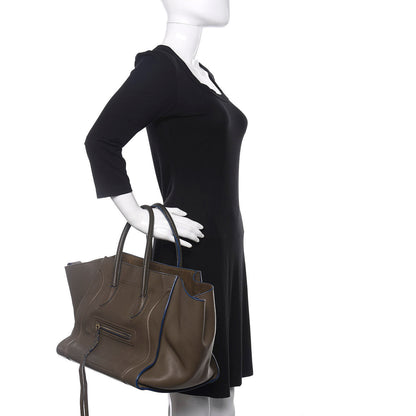 Celine Supple Calfskin Medium Phantom Luggage Khaki Cobalt Trim 2 of 32
