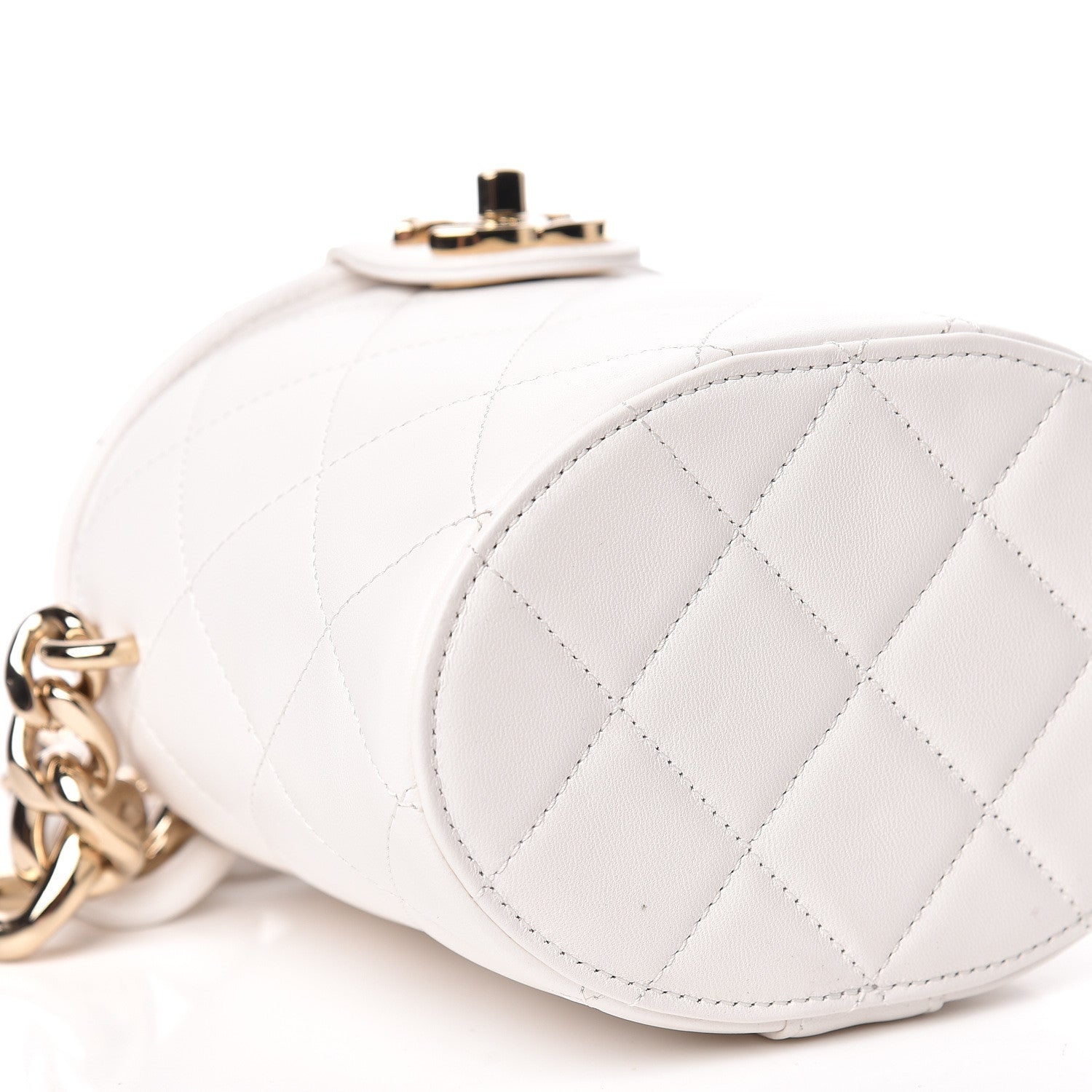 Chanel Lambskin Resin Elegant Chain Vanity Case White 10 of 12