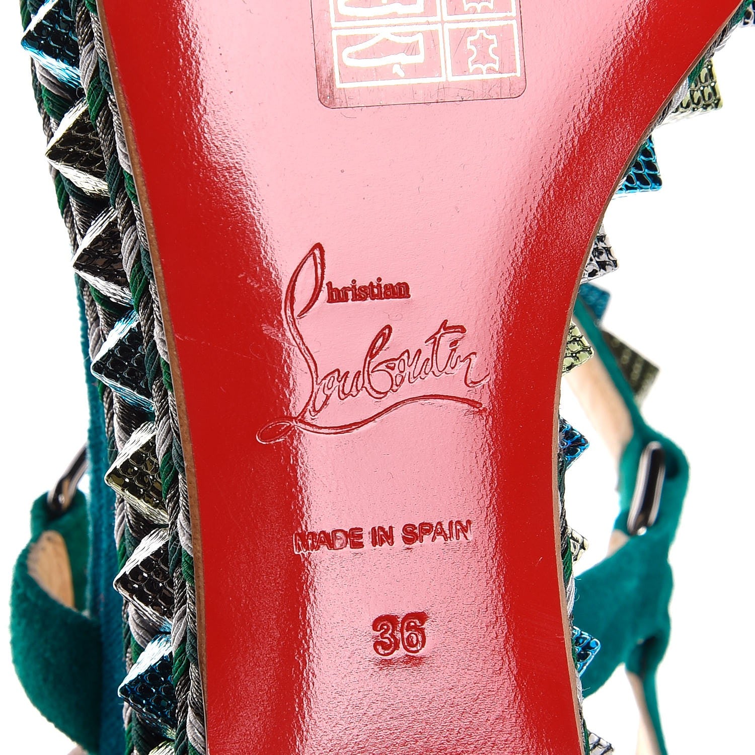 Christian Louboutin Vel Cotton Veau Velours Pyraclou 60 Platform Sandals 36 Green 6 of 8