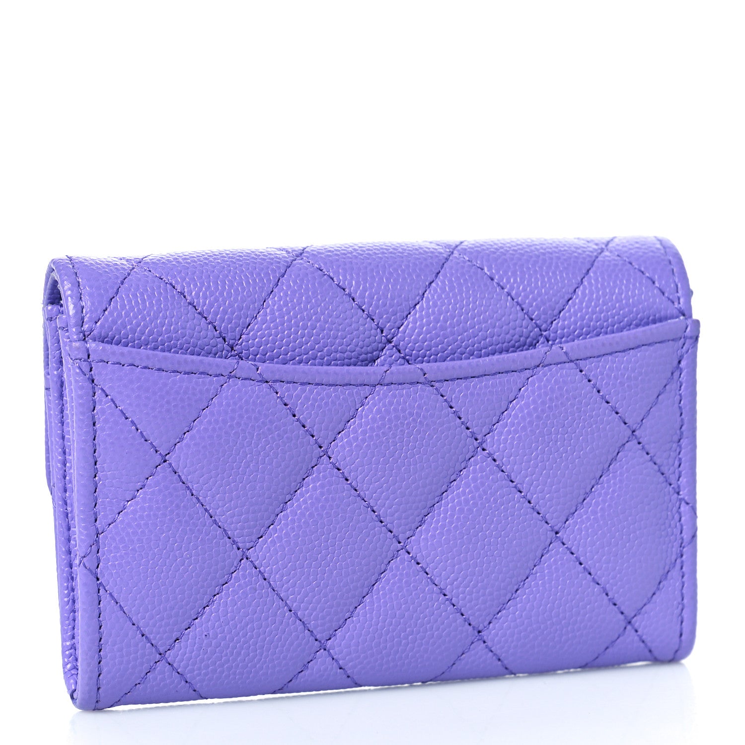 Chanel Caviar Quilted Flap Card Holder Wallet Purple 3 of 11