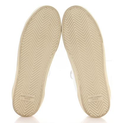 Saint Laurent Calfskin Embroidered Court Classic Sneakers 40 White Black 6 of 8