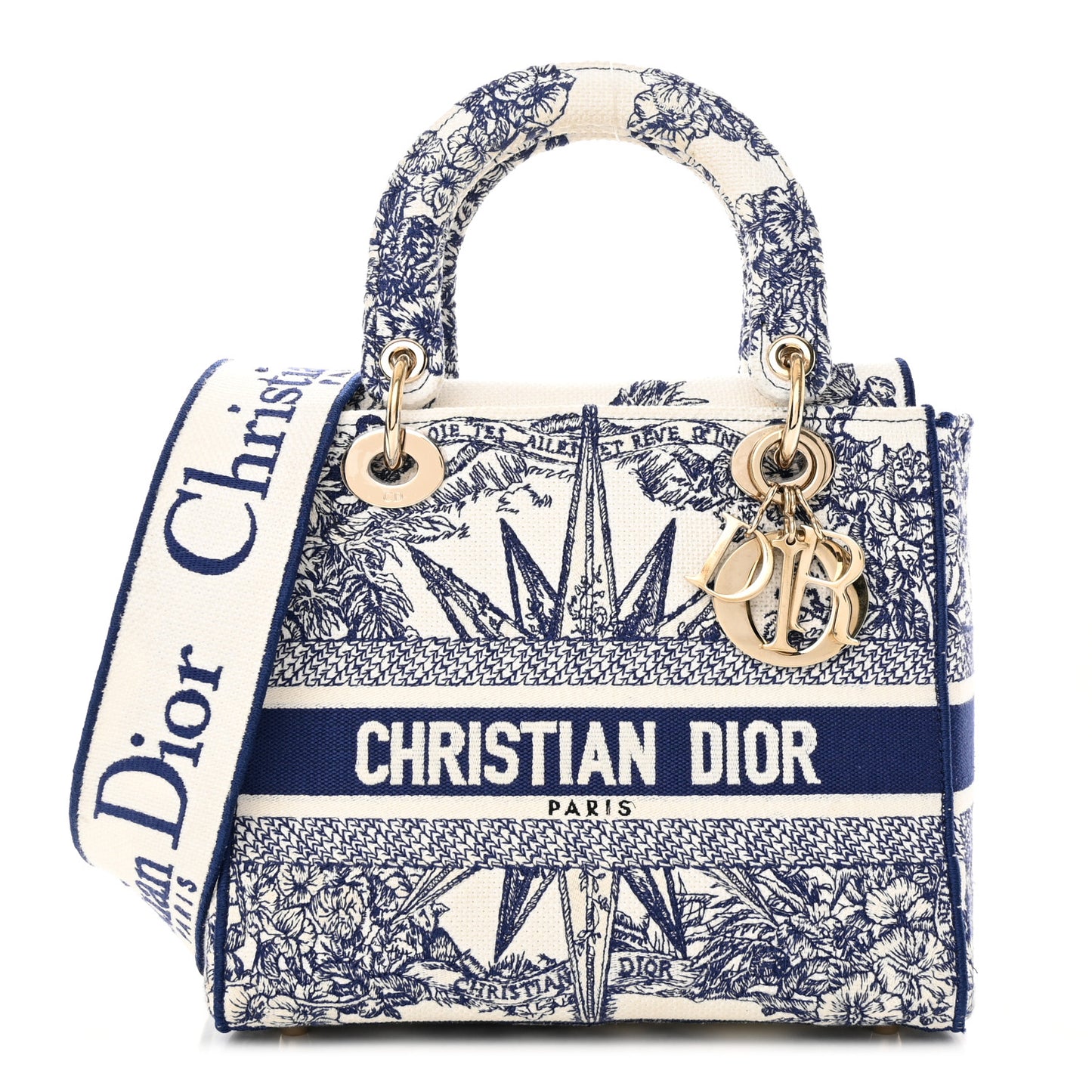 Canvas Reverse Embroidered Rêve d'Infini Medium Lady D-Lite Blue Multicolor