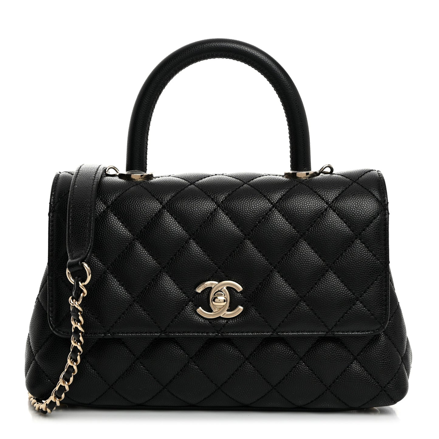 Caviar Quilted Mini Coco Handle Flap Black