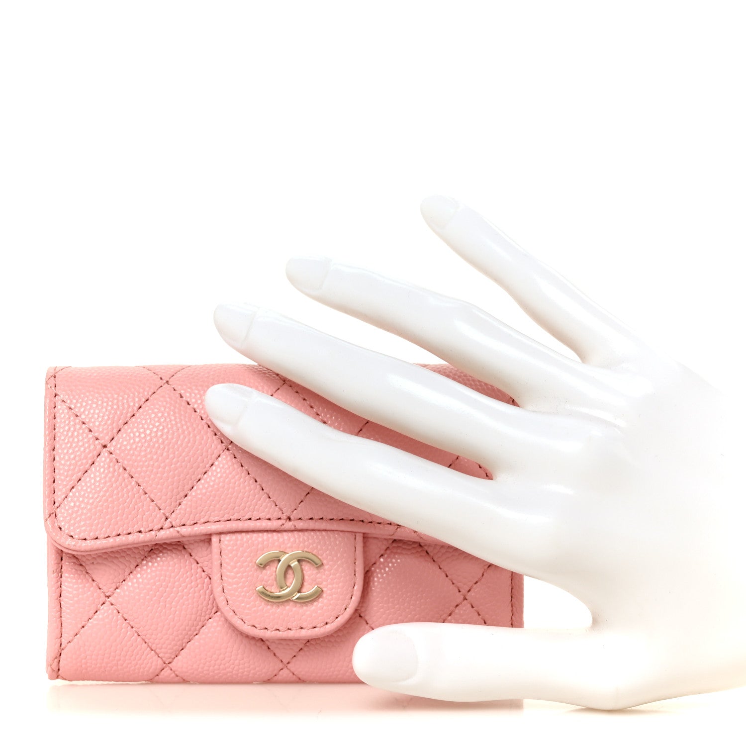Chanel Caviar Quilted Flap Card Holder Wallet Pink 2 of 10
