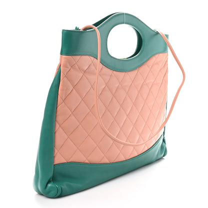 Chanel Lambskin Quilted Large 31 Shopping Bag Pink Green 3 of 11