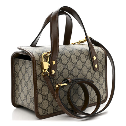 Gucci GG Supreme Monogram Azalea Calfskin Mini Horsebit 1955 Foldover Top Handle Bag Beige Ebony Brown Sugar 3 of 10