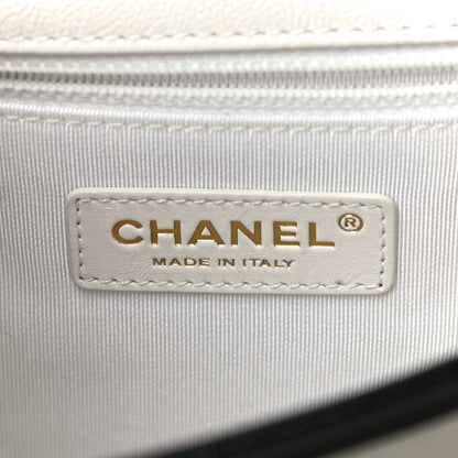 Chanel Caviar Quilted Round Messenger Flap White Black 6 of 11