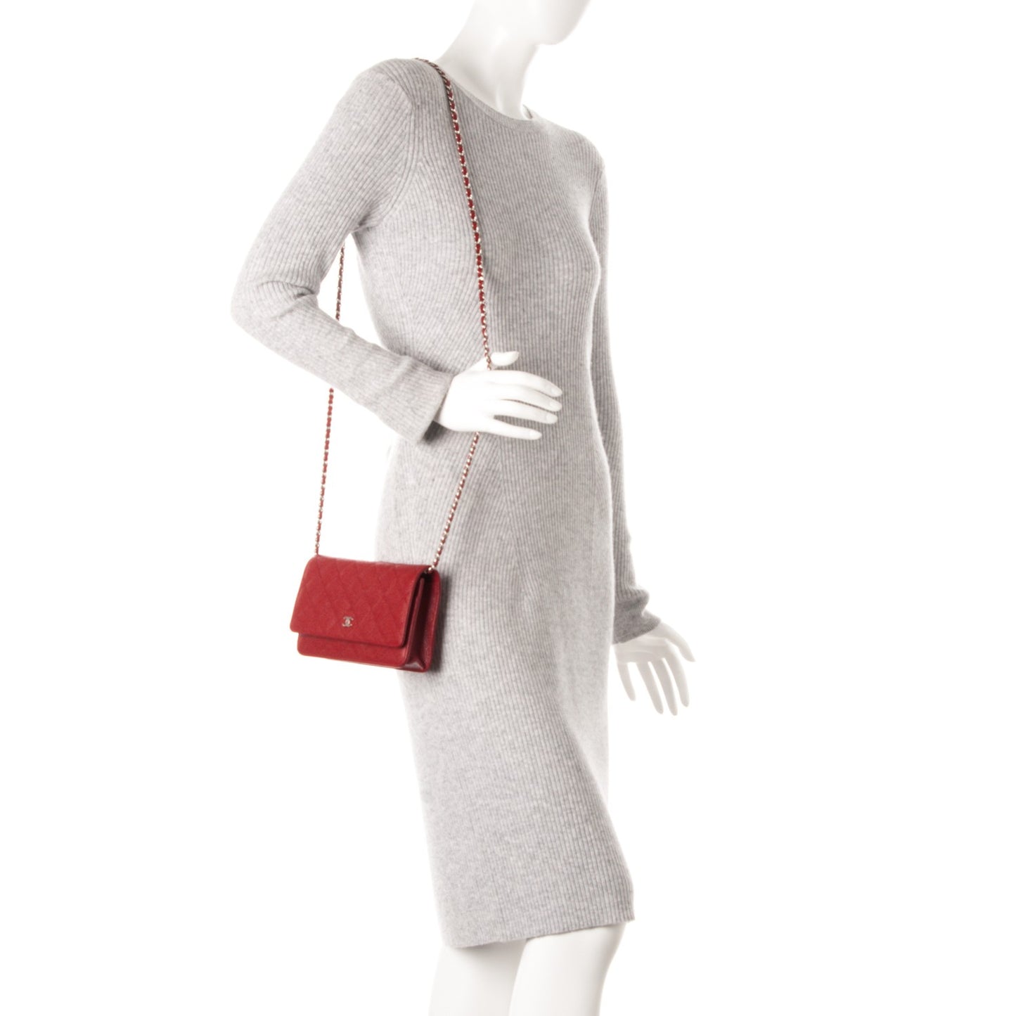Caviar Quilted Wallet On Chain WOC Red